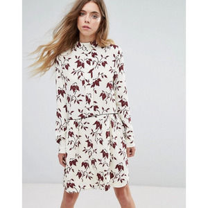 GANNI Maxwell Crepe Floral Print Shirt Dress Size Small